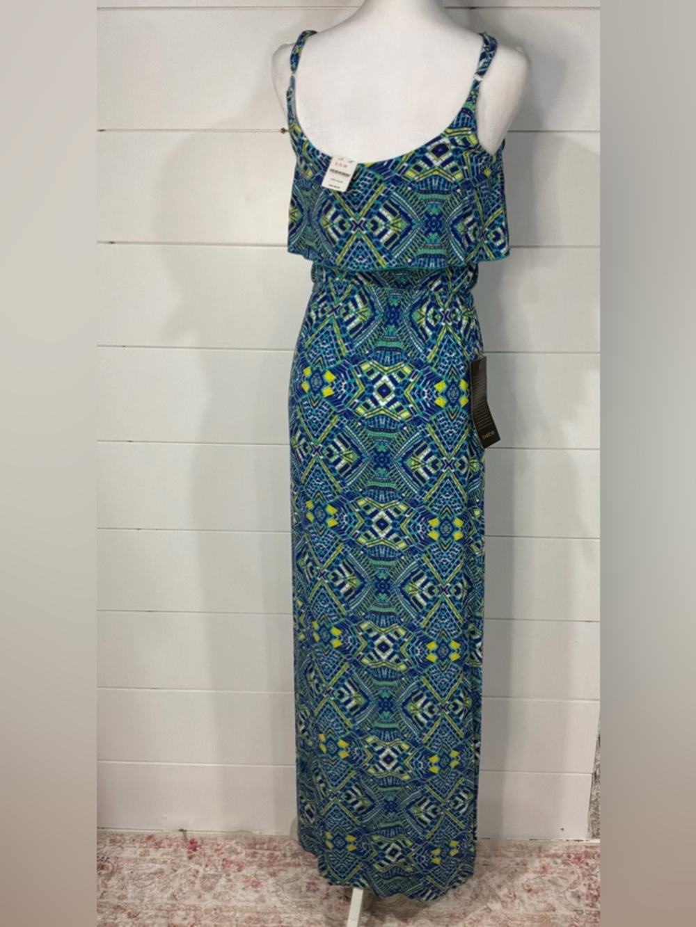 Bebe  Aztec Print Ruffle Boho Maxi Dress NWT S